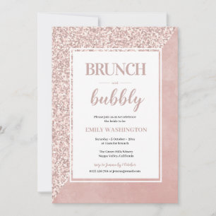 Pink Bridal shower Brunch & Bubbly Invitation