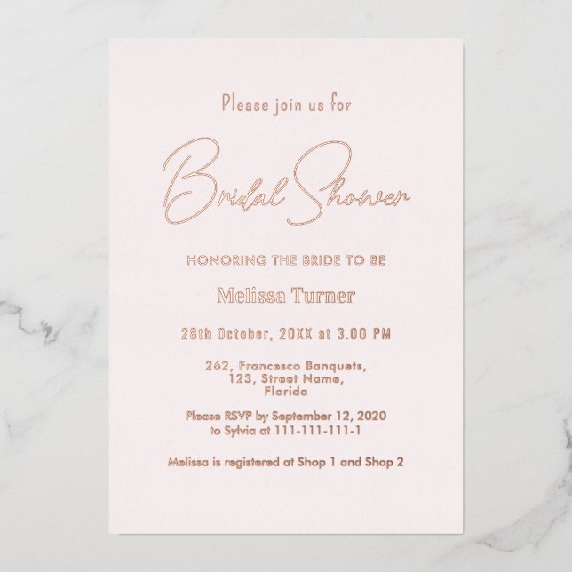 Pink Bridal Shower Calligraphy Script  (Front)