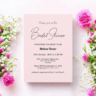 Pink Bridal Shower Calligraphy Script Invitation