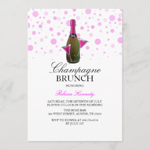 Pink Bridal Shower Champagne Brunch Invite