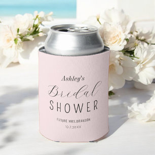 Pink Bridal Shower Chic Minimalist Can Cooler