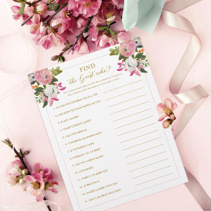 Pink Bridal Shower Game Find the Guest Who