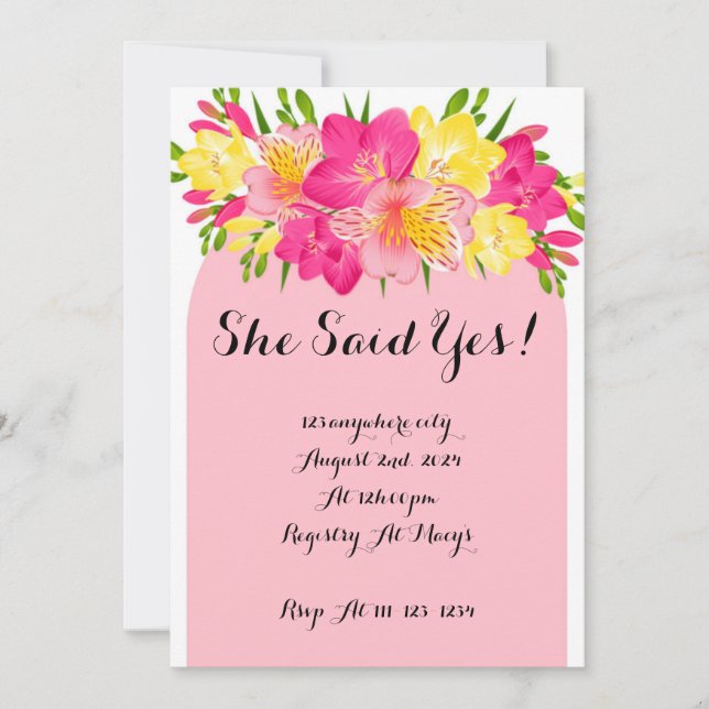 pink bridal shower invitation (Front)