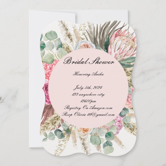 Pink bridal shower invitation  (Front)
