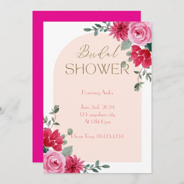 PINK BRIDAL SHOWER INVITATION (Front/Back)