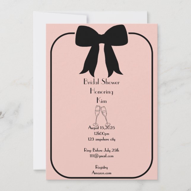pink bridal shower invitation (Front)