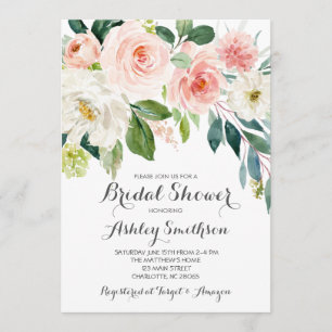 pink Bridal Shower Invitations, pink flowers Invitation
