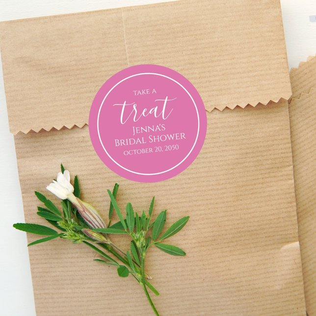 Pink Bridal Shower Minimalist Calligraphy Script Classic Round Sticker (Creator Uploaded)