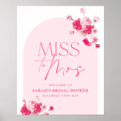 Pink Bridal Shower Miss To Mrs Welcome Sign Floral (Front)