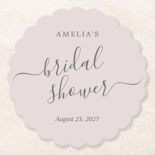Pink Bridal Shower Paper Coaster