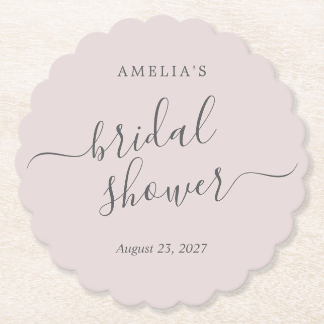Pink Bridal Shower  Paper Coaster (Front)