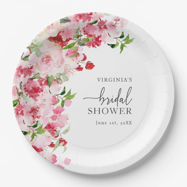 Pink Bridal Shower Paper Plate (Front)