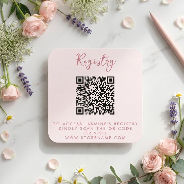 Pink Bridal Shower QR Code Enclosure Card (Creator Uploaded)