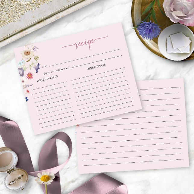 Pink Bridal Shower Recipe Card (Pink Floral Bridal Shower Recipe Card by Painted Paperie
)