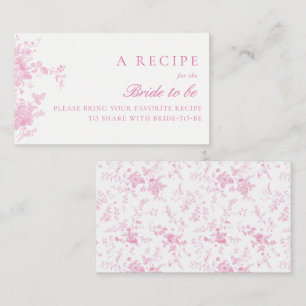 Pink Bridal Shower Share A Recipe Enclosure Card