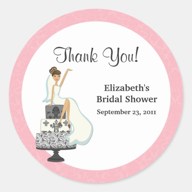 Pink Bridal Shower Thank You Stickers (Front)