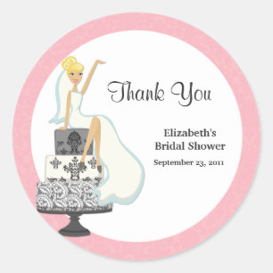Pink Bridal Shower Thank You Stickers