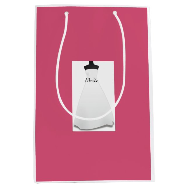 Pink Bridal Shower Wedding Dress Bride Gift Bag (Front)