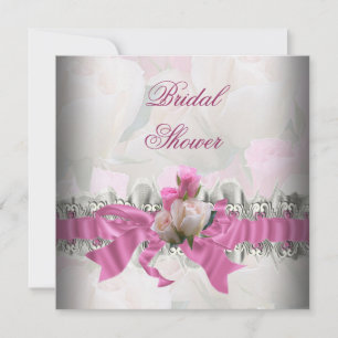 Pink Bridal Shower White Lace Garter Invitation
