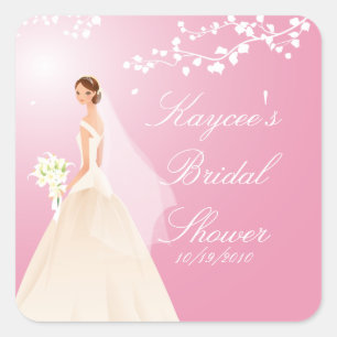 Pink Bride Bridal Shower Square Sticker