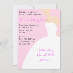 Pink Bride Silhouette Bridal Shower Invitation