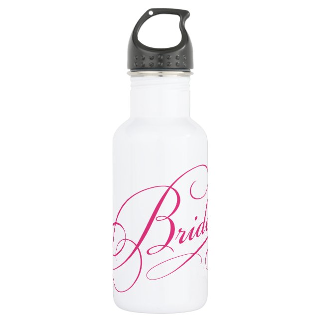 Pink BRIDE to be elegant cursive personalised 532 Ml Water Bottle (Front)