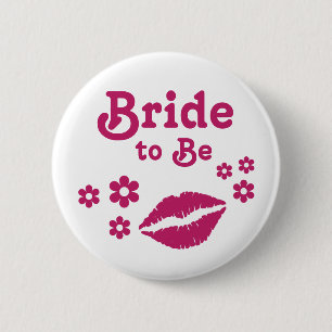 Pink Bride to Be Pin - hot pink bridal party pins