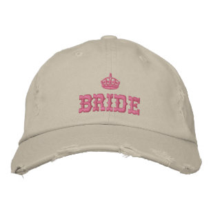Pink bride with crown embroidered hat