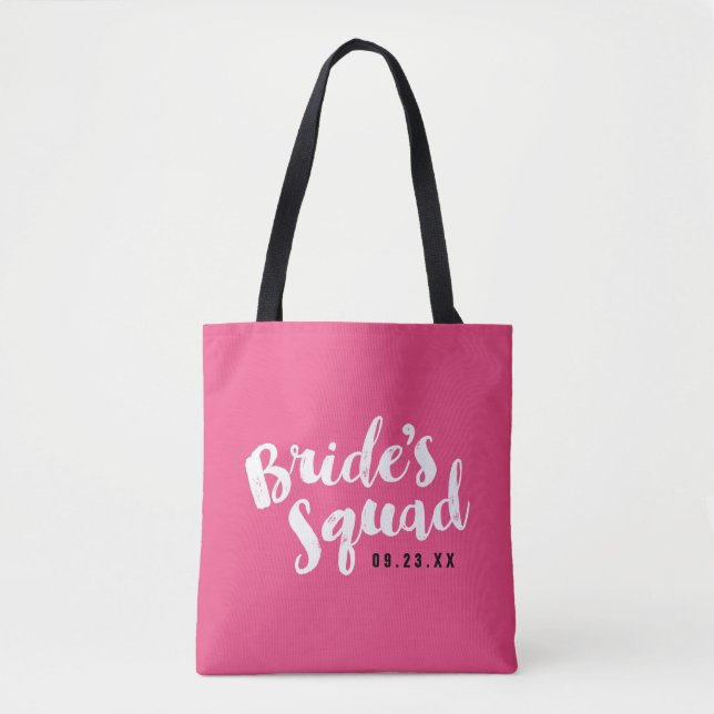 Pink Bride's Squad Personalised Bridal Party Totes (Front)