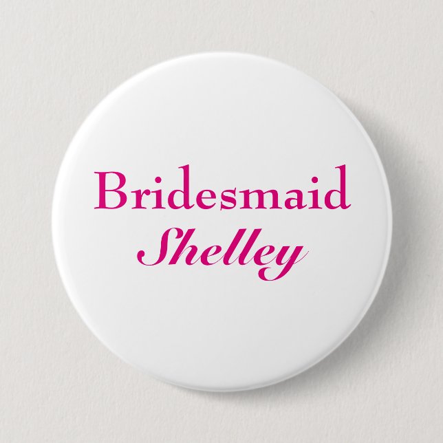 Pink Bridesmaid Button (Front)