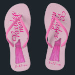 Pink Bridesmaid Dress Wedding Party Flip Flops<br><div class="desc">Flip flops feature an original marker illustration of a pretty pink bridesmaid/maid of honour dress, with BRIDESMAID in a fun font. Great little gift for your wedding party! Simply personalise with the date of your event. Coordinating designs available for other bridal party members. Designer is available to create and upload...</div>