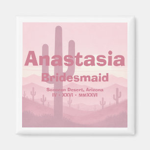 Pink Bridesmaid Gift – Personalised Bridesmaid Magnet