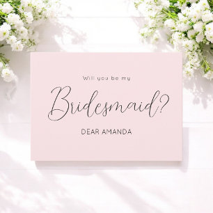 Pink Bridesmaid Proposal Elegant Invitation