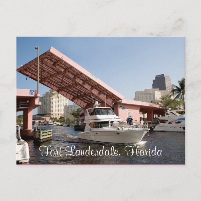 Pink Bridge in Fort Lauderdale Bay , Florida Postcard (Front)