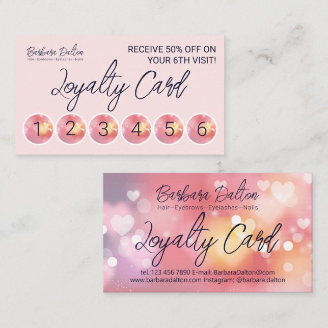 Pink Bright Bokeh  Loyalty Card (Front/Back)