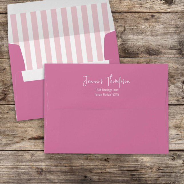 Pink Bright Colourful Striped Return Address Envelope (Creator Uploaded)