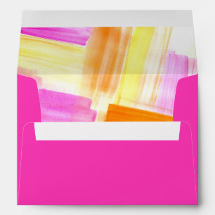 Pink bright ink strokes colourful wedding event envelope