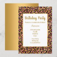 PINK BRIGHT LEOPARD GOLD ALL OCCASION BIRTHDAY 