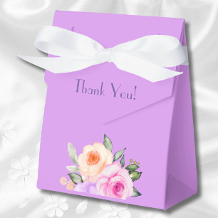 Pink Bright Roses Lilac Floral Bridal Shower Favour Box