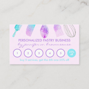 Pink Briight Pastry Chef Home Made Bakery Loyalty Business Card