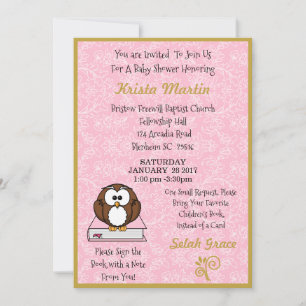 Pink Bring a Book Baby Shower Invitation