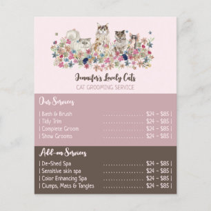 Pink Brochure Cats Groomer Service Offers