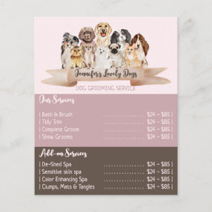 Pink Brochure Dogs Groomer Service Offers