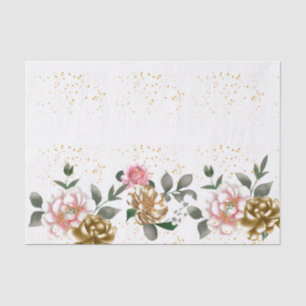 Pink Bronze Peonies Speckled Tissue Paper