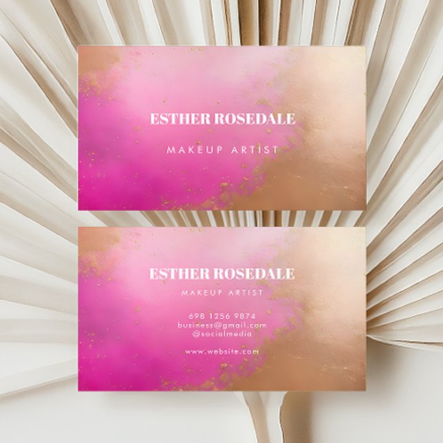 Pink Bronzer Powder Makeup Artist Business Card (Creator Uploaded)