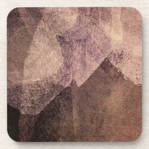 Pink brown abstract painting brush stroke art coaster