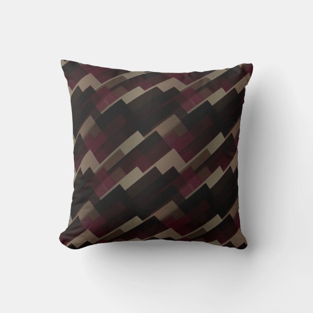 Pink brown and beige geometric  cushion (Front)