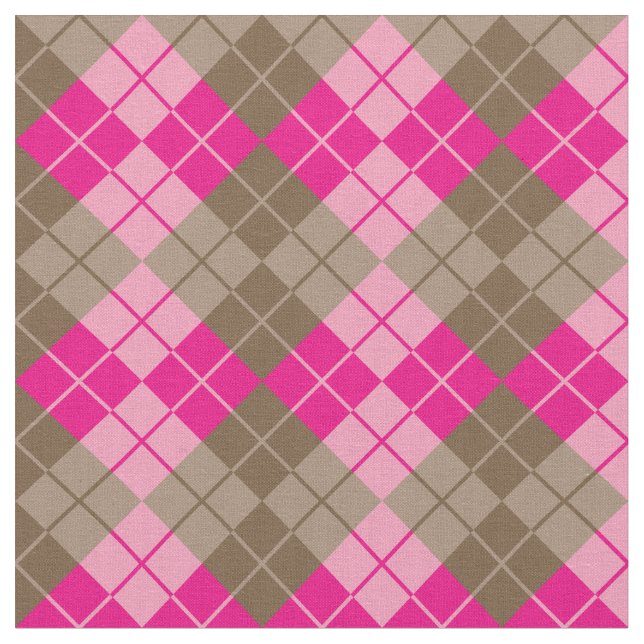Pink-Brown Argyle Fabric (Close Up)