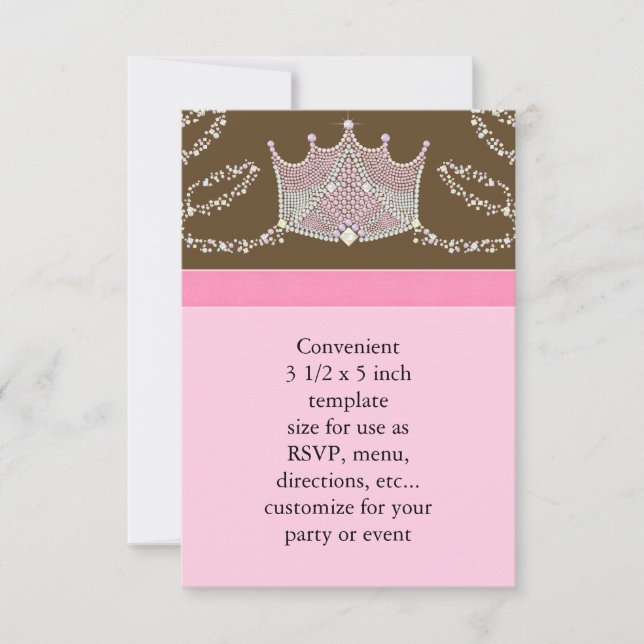 Pink Brown Baby Girl Princess Baby Shower RSVP (Front)