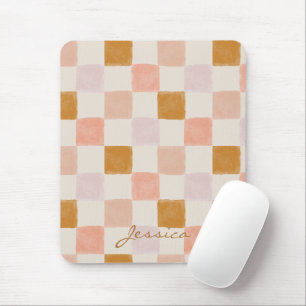 Pink Brown Beige Geometric Pattern Stylish Mouse Mat